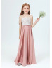 Spaghetti Straps Dusty Rose Long Junior Bridesmaid Dress